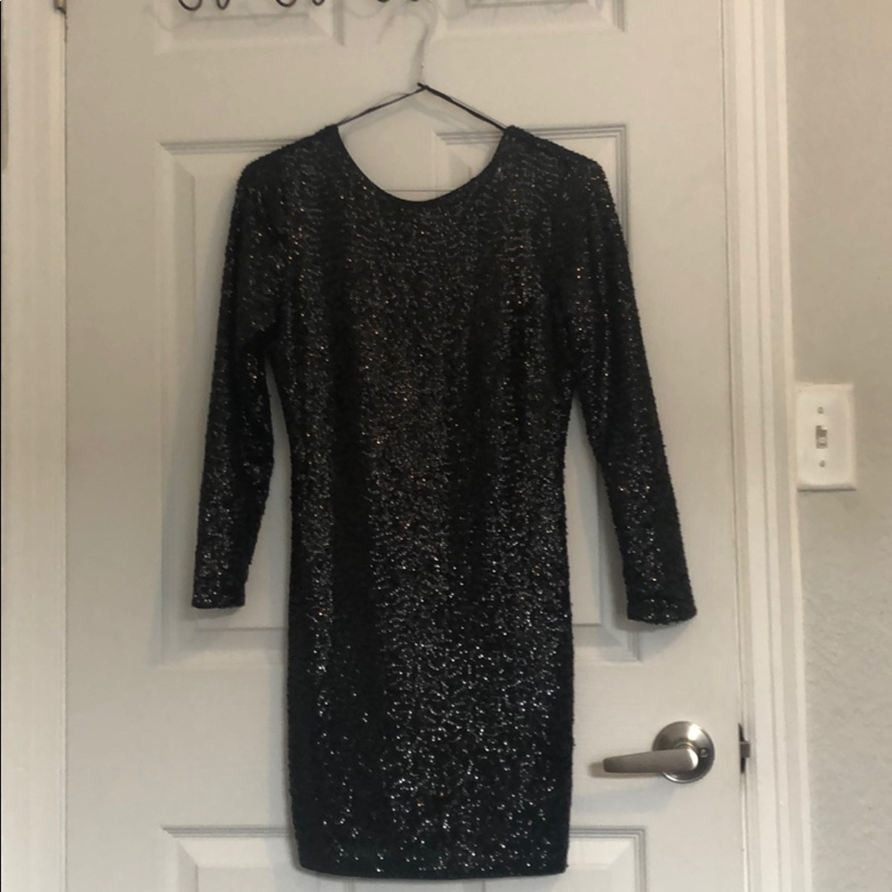 COPY - Black long sleeve sequin mini dress